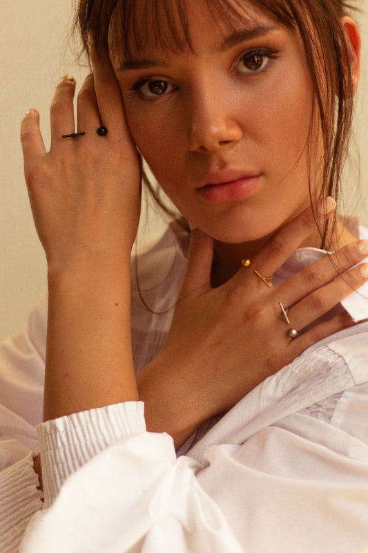 women's ring elegant ring gold ring silver ring black rhodium ring valentines gift Engagement ring