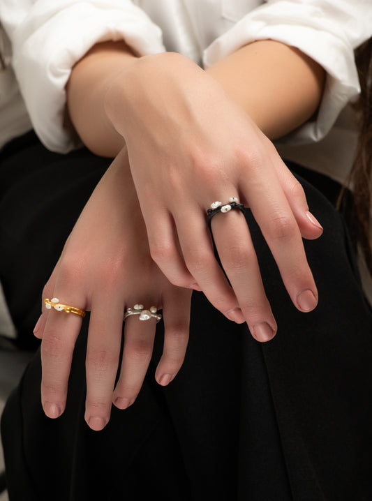 women's ring elegant ring gold ring silver ring black rhodium ring valentines gift Engagement ring