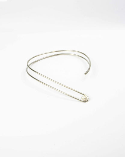 Modern Curve Necklace with Classic Touch Of Pearl