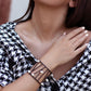 Wire Mesh Bracelet with Dropped Pearls
